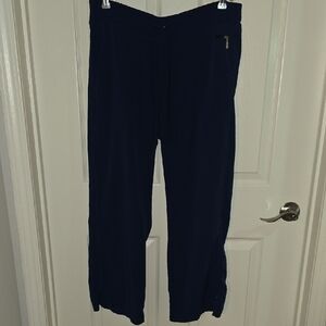 Beyond Scrubs Large Petite Womens Navy Scrub Pants+ Free Mini Wallet